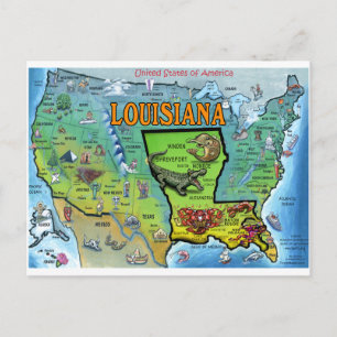 Louisiana USA Map Postcard