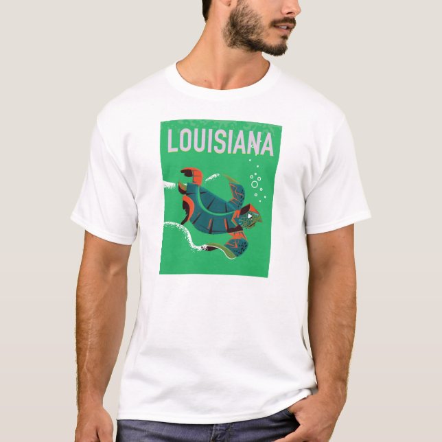 louisiana USA vintage travel poster art T-Shirt (Front)