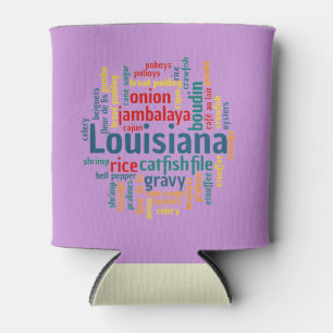 Louisiana Word Cloud Can Cozy Can Cooler