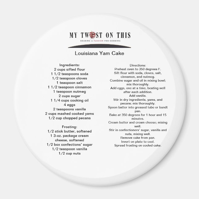 Louisiana Yam Cake Magnet (Front)