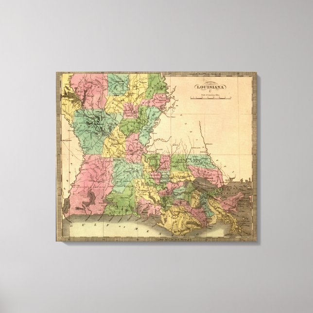 LouisianaPanoramic MapLouisiana Canvas Print (Front)
