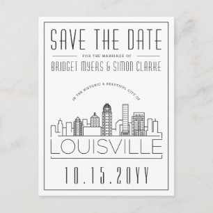 Louisvill Wedding Stylized Skyline Save the Date Postcard