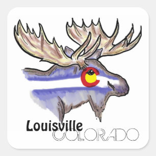 Louisville Colorado artistic elk flag stickers