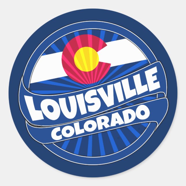 Louisville Colorado flag burst stickers (Front)