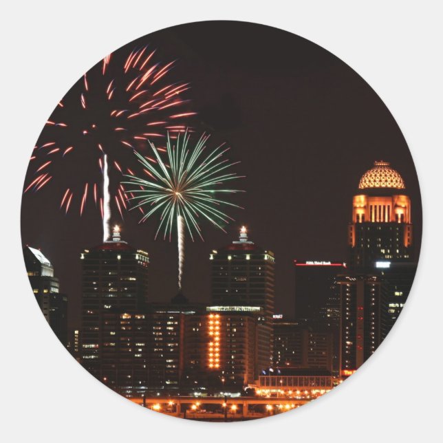 Louisville fireworks classic round sticker (Front)