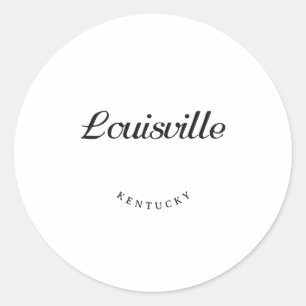 Louisville Kentucky Black Font Classic Round Sticker
