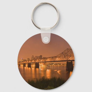 Louisville Kentucky Night Lights Bridge Ohio River Keychain