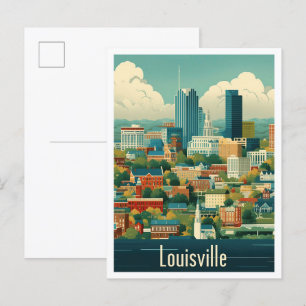 Louisville Kentucky US Vintage Travel Illustration Postcard