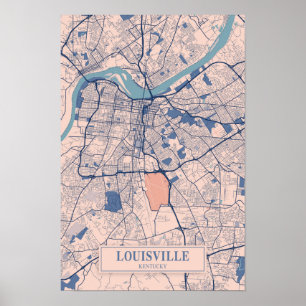 Louisville Kentucky USA Breezy City Map Travel Poster
