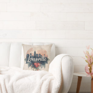 Louisville Kentucky USA Skyline Throw Pillow