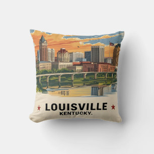 Louisville Kentucky USA Skyline Throw Pillow