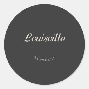 Louisville Kentucky White Font Classic Round Sticker
