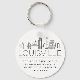 Louisville, KY Stylized Skyline   Custom Slogan Keychain