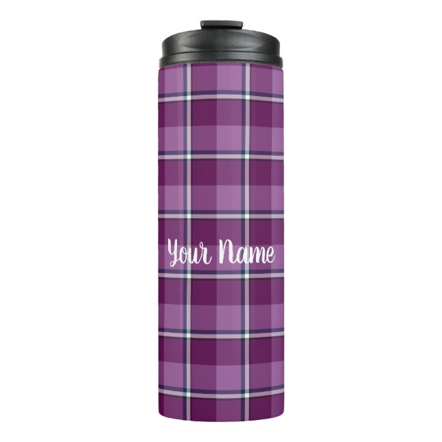 Loulou and Trendy Pink Plaid Customizable Tumbler (Front)