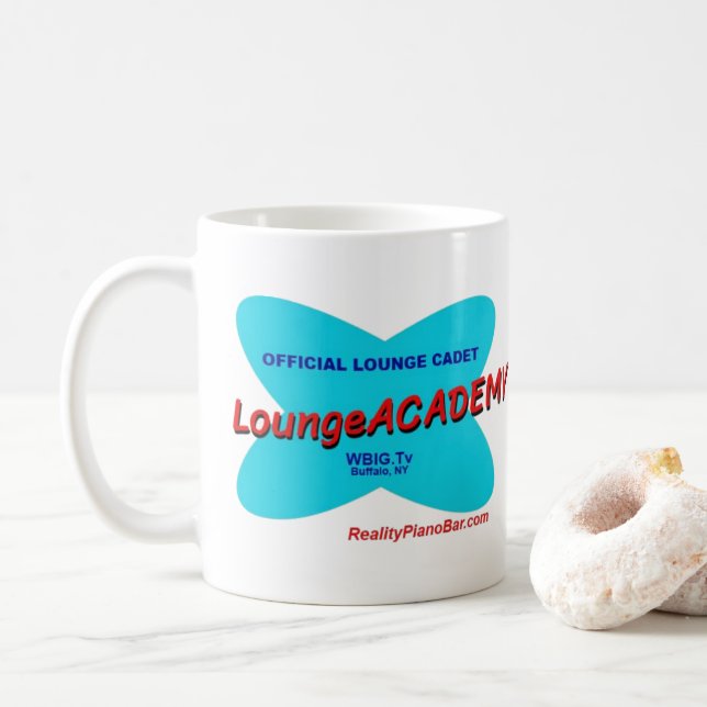 Lounge Academy Official Buffalo NY Piano Bar Coffee Mug (With Donut)