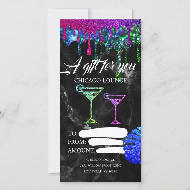 Lounge Bar Drinks Certificate Voucher (Front)