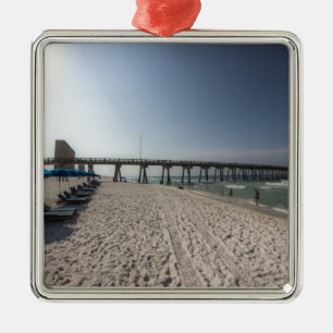 Lounge Chairs at Panama City Beach Pier Metal Ornament