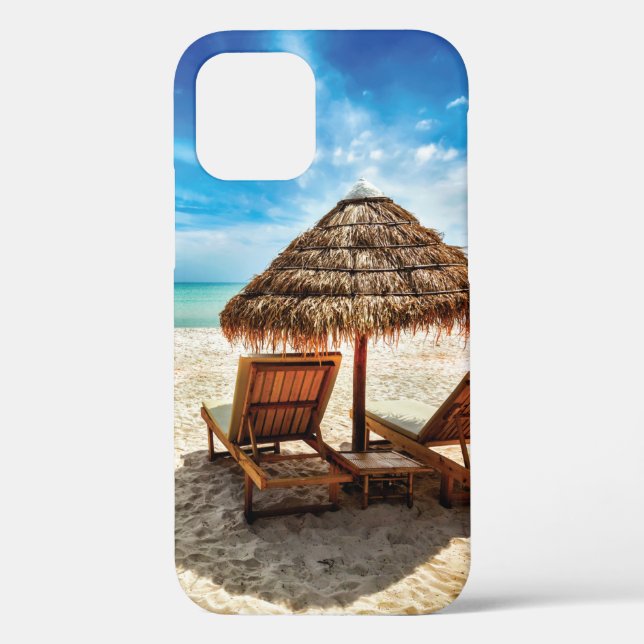Lounge chairs on beach throw pillow Case-Mate iPhone case (Back)