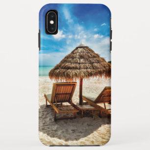 Lounge chairs on beach throw pillow iPhone XS max case