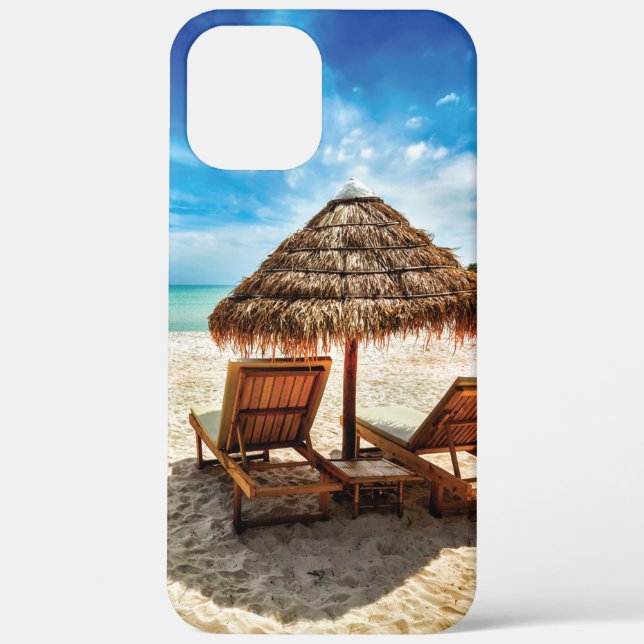 Lounge chairs on beach throw pillow Case-Mate iPhone case (Back)