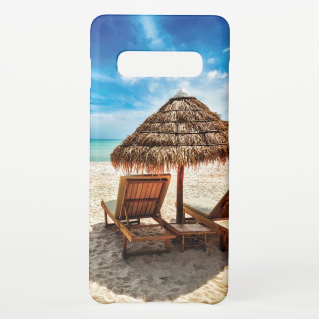 Lounge chairs on beach throw pillow samsung galaxy case (Back)