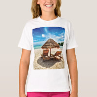 Lounge chairs on beach throw pillow
