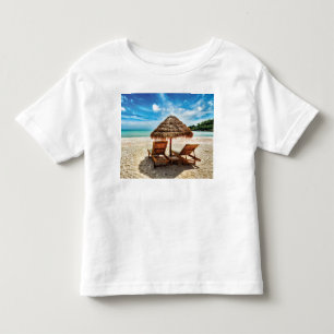 Lounge chairs on beach throw pillow toddler t-shirt