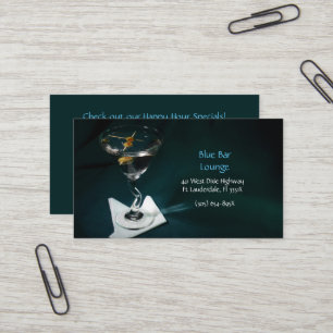 Lounge Dark Green Martini Bar Business Card
