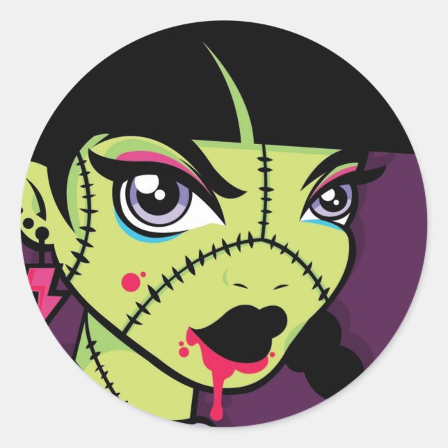 LoungeKat Sticker: 80's Zombie Classic Round Sticker (Front)