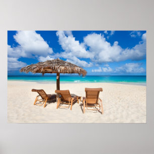Lounges on the beach poster