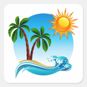 Lounging by the beach square sticker