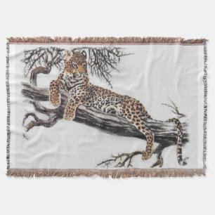 Lounging Leopard Wildlife Art Throw Blanket