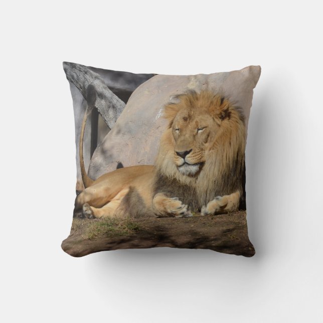 Lounging Lion Throw Pillow (Front)