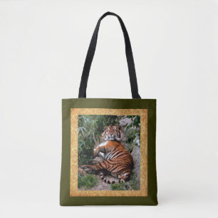 Lounging Tiger Digital Art Tote Bag