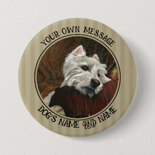 Lounging Westie on Sofa 3 Inch Round Button
