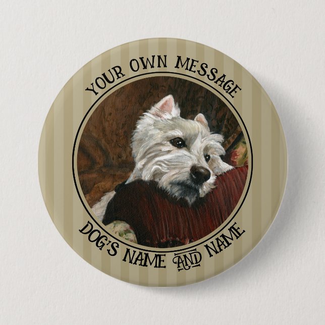 Lounging Westie on Sofa 3 Inch Round Button (Front)