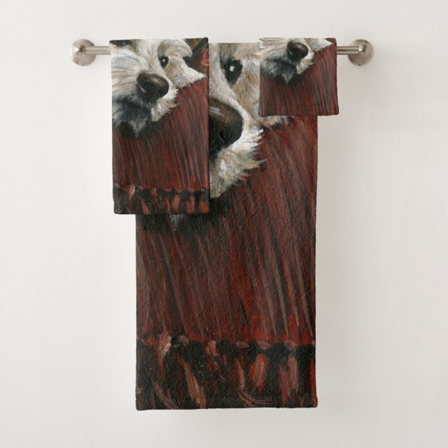 Lounging Westie on Sofa Bath Towel Set (Insitu)