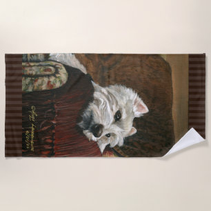 Lounging Westie on Sofa Beach Towel