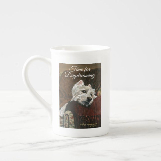 Lounging Westie on Sofa Bone China Mug (Left)