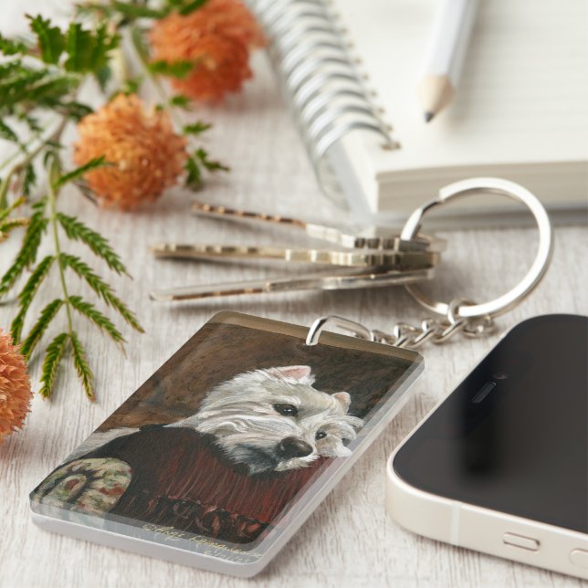 Lounging Westie on Sofa Keychain (Front Right)