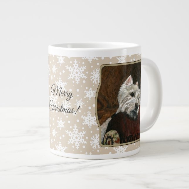 Lounging Westie on Sofa Large Coffee Mug (Front Right)