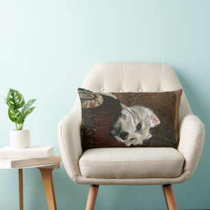 Lounging Westie on Sofa Lumbar Pillow