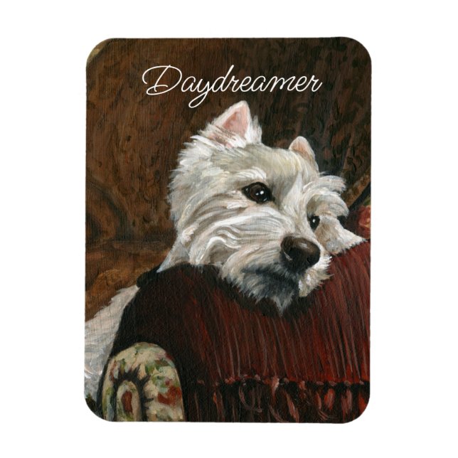 Lounging Westie on Sofa Magnet (Vertical)