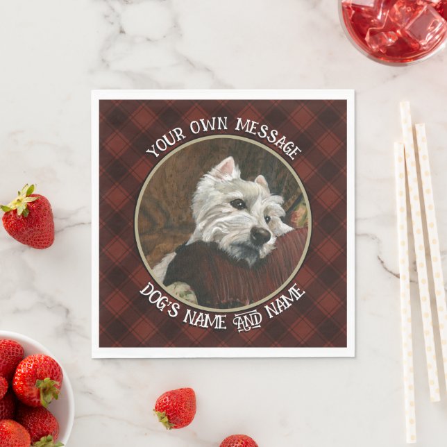 Lounging Westie on Sofa Napkin (Insitu)