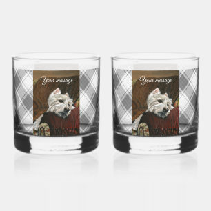 Lounging Westie on Sofa Whiskey Glass