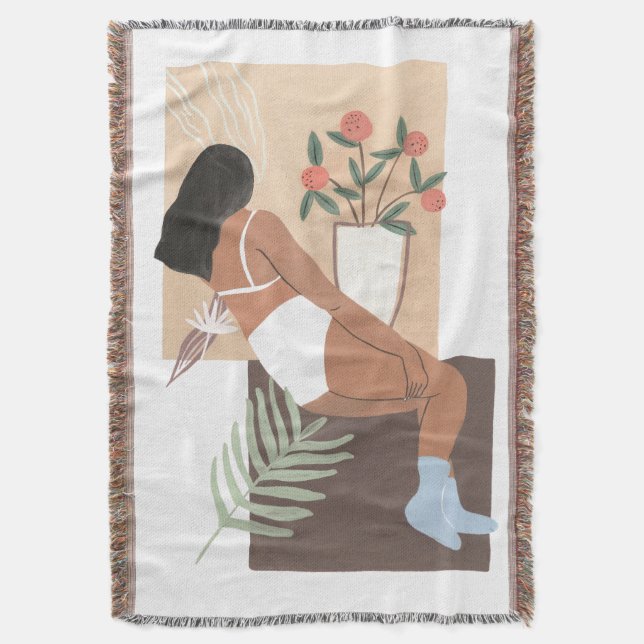 Lounging Woman Throw Blanket (Front Vertical)