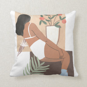 Lounging Woman Throw Pillow