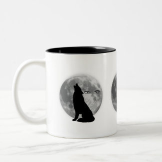 Loup avec tasse de café-design pleine lune.