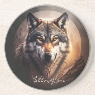 Loup de Dessous de verre de grès de Yellowstone