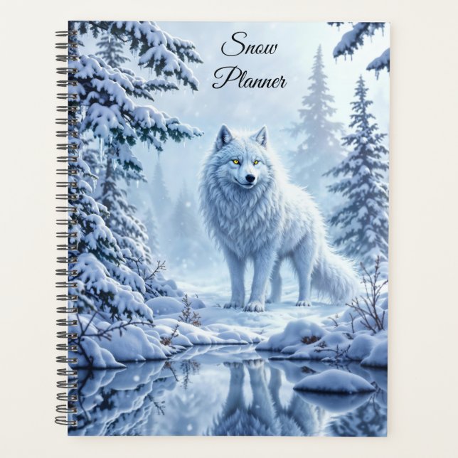 Loup de neige sauvage prédateur nature art d'hiver (Devant)
